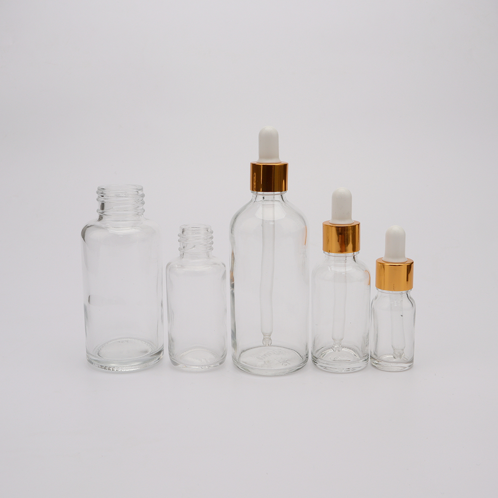 30ml 50ml 100ml square shape customized transparent glass cosmetic liquid foundation bottles