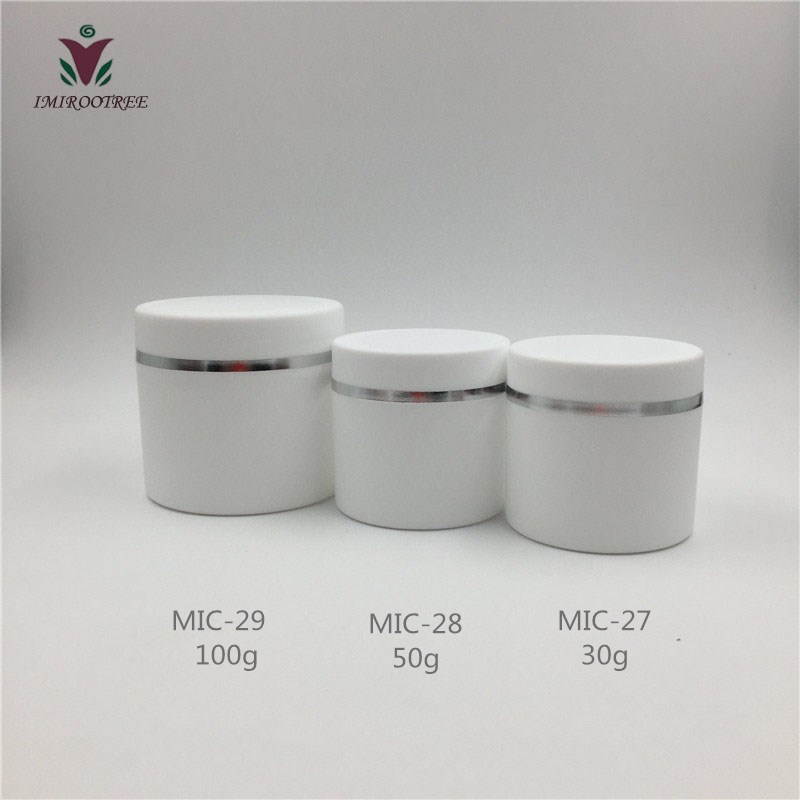 30ml 50ml 100ml white PP double wall straight base cosmetic jar
