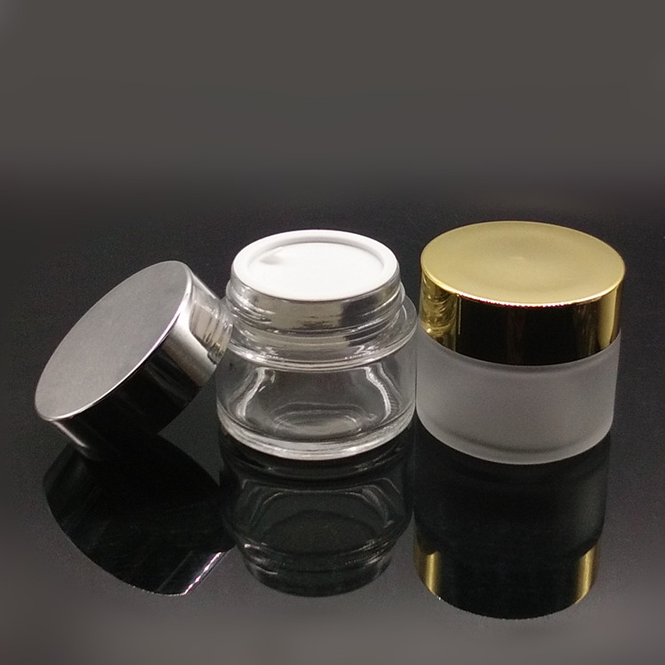 30ml 50ml 100ml white frosted glass cosmetic Jar 30g 50g 100g cream container with silver lid