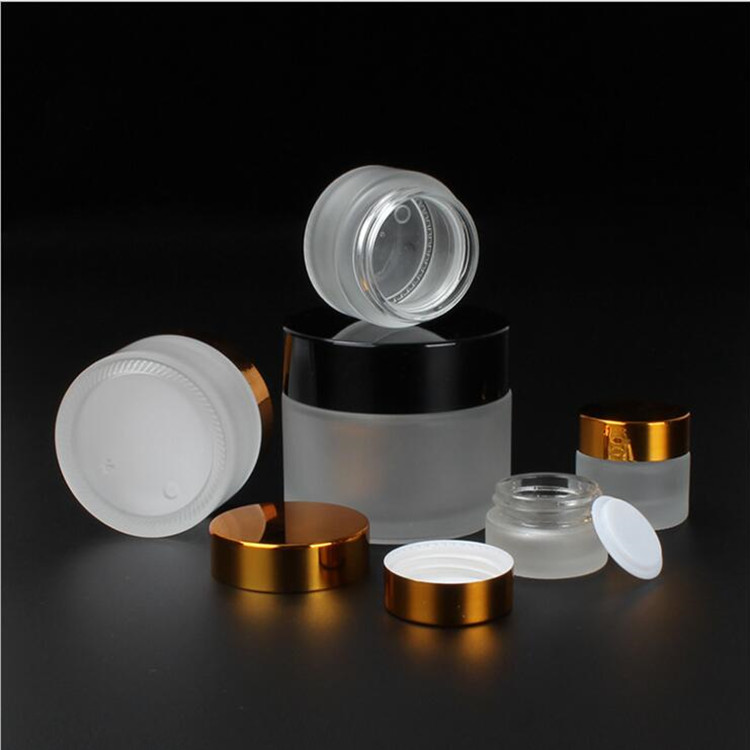 30ml 50ml 100ml white frosted glass cosmetic Jar 30g 50g 100g cream container with silver lid