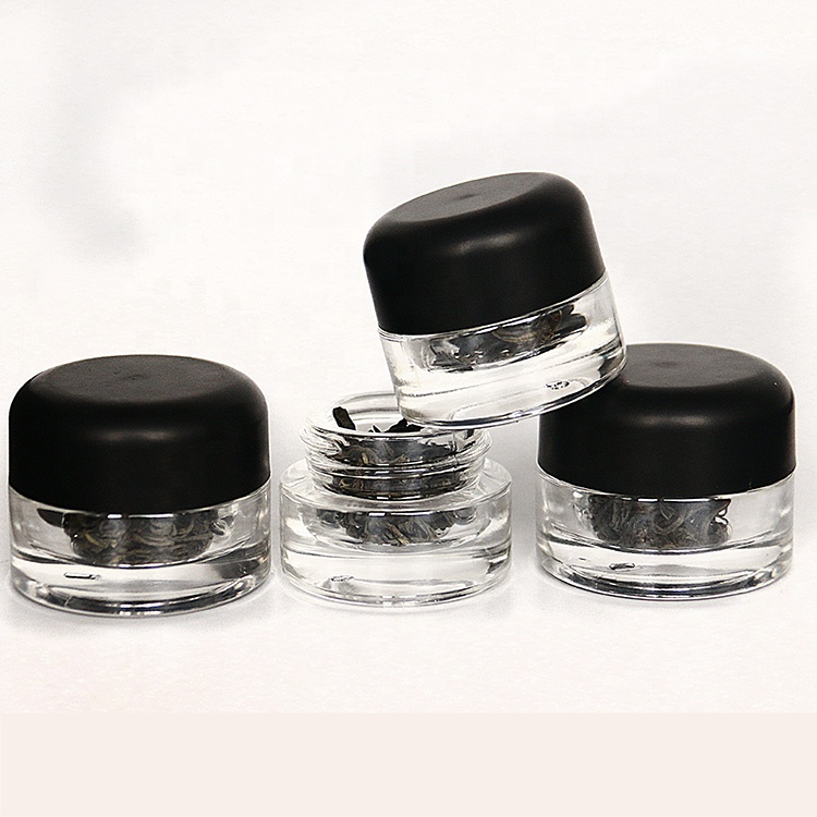 30ml 50ml 120ml Clear glass material cosmetic cream child proof jar with new design black lid