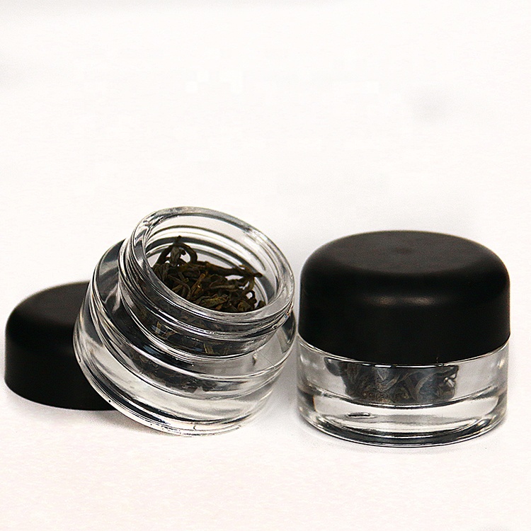 30ml 50ml 120ml Clear glass material cosmetic cream child proof jar with new design black lid