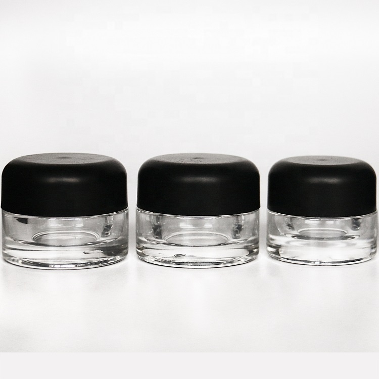 30ml 50ml 120ml Clear glass material cosmetic cream child proof jar with new design black lid