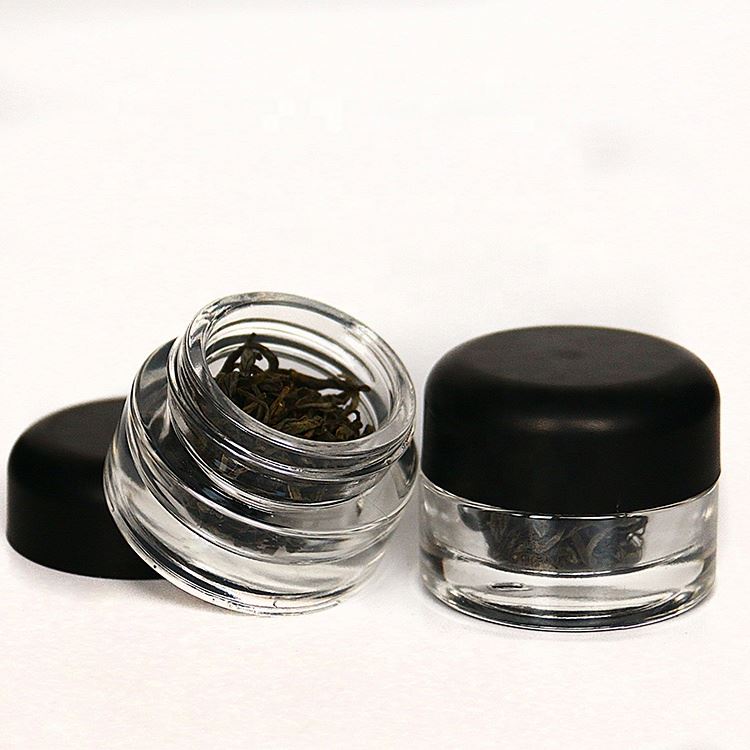 30ml 50ml 120ml Clear glass material cosmetic cream child proof jar with new design black lid