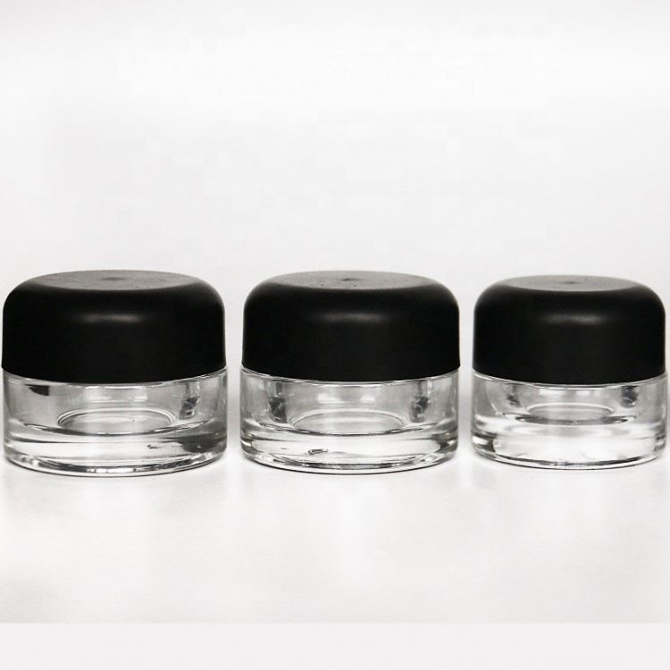 30ml 50ml 120ml Clear glass material cosmetic cream child proof jar with new design black lid