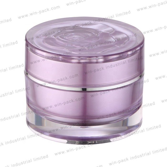 30ml 50ml 15ml pink beautiful acrylic luxury round cosmetics skincare cream jar
