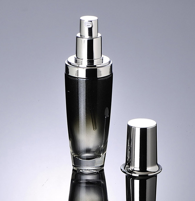 30ml 50ml 20g 30g 50g Luxury Black Glass Serum lotion Bottle With silver Dropper/Pump, black Cream Jar