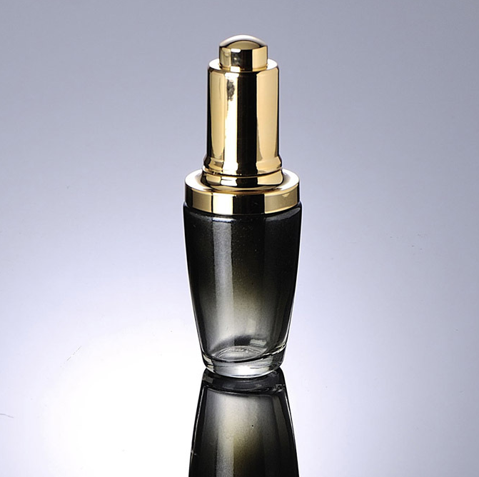 30ml 50ml 20g 30g 50g Luxury Black Glass Serum lotion Bottle With silver Dropper/Pump, black Cream Jar