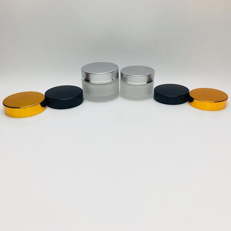 30ml 50ml 30gr 50gr matte clear glass cream jar cosmetics with white,silver,black golden lid