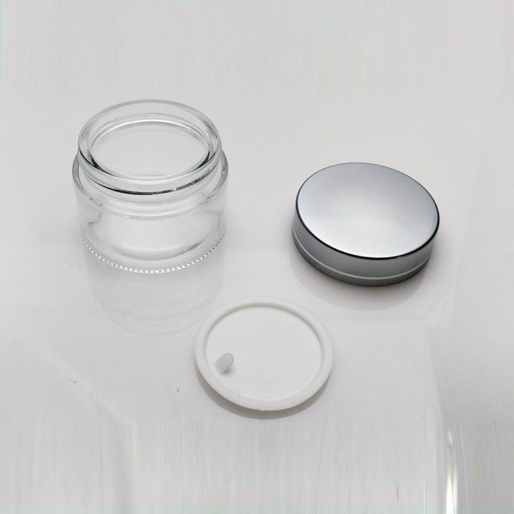 30ml 50ml 30gr 50gr matte clear glass cream jar cosmetics with white,silver,black golden lid