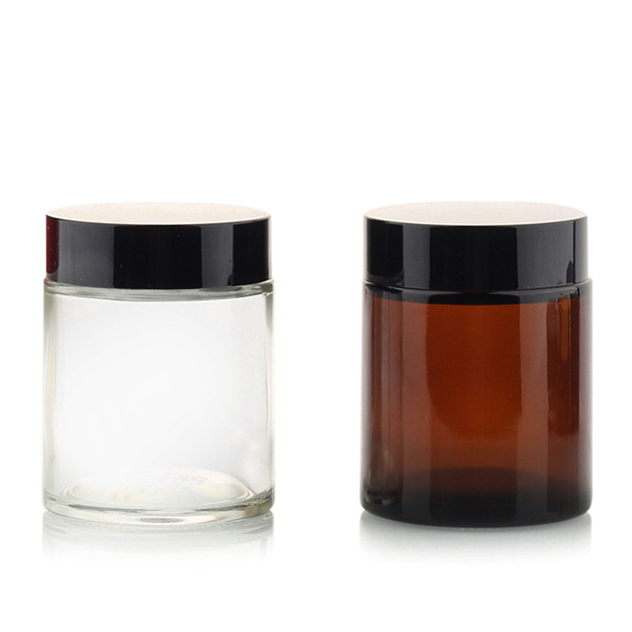 30ml 50ml 60ml 100ml Amber 2oz glass jar for candle storage containers with black screw caps
