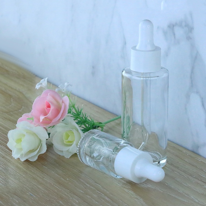 30ml 50ml 60ml 100ml Clear glass serum bottle transparent dropper bottle for packaging (EPG01)