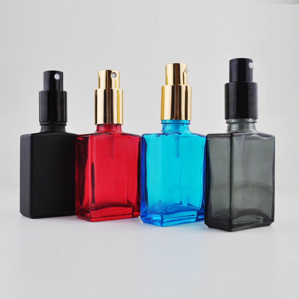 30ml 50ml 60ml 100ml black frosted amber grey rectangular perfume square dropper glass bottle essential oil with bamboo cap