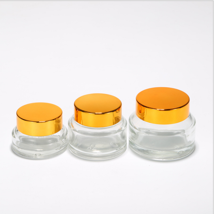 30ml 50ml 60ml 100ml empty cosmetic cream amber glass jar with aluminum metal lid