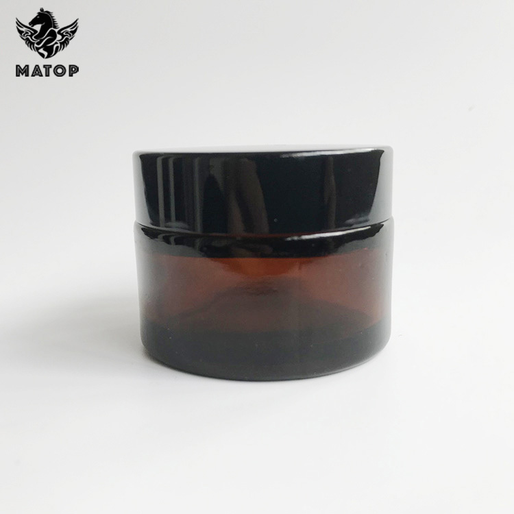 30ml 50ml 60ml 100ml empty cosmetic cream amber glass jar with aluminum metal lid