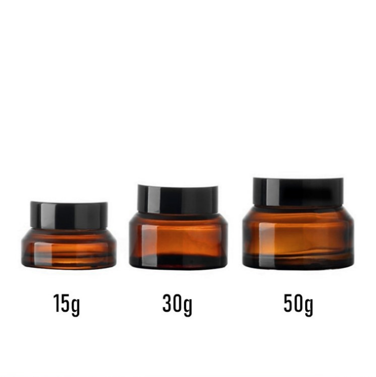 30ml 50ml 60ml 100ml empty cosmetic cream amber glass jar with aluminum metal lid
