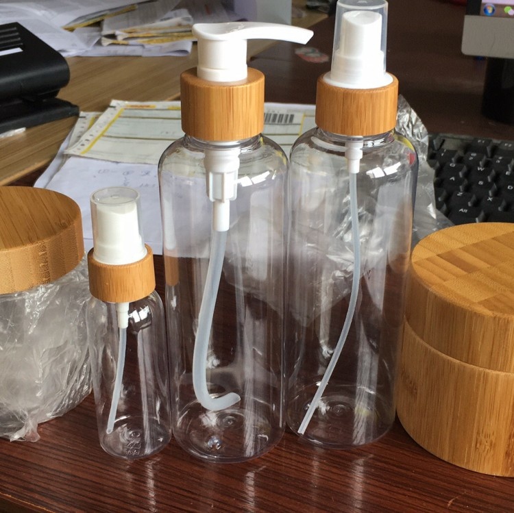 30ml 50ml 60ml 80ml 100ml 120ml 150ml 250ml 500ml bamboo lotion pump spray cap plastic bottle