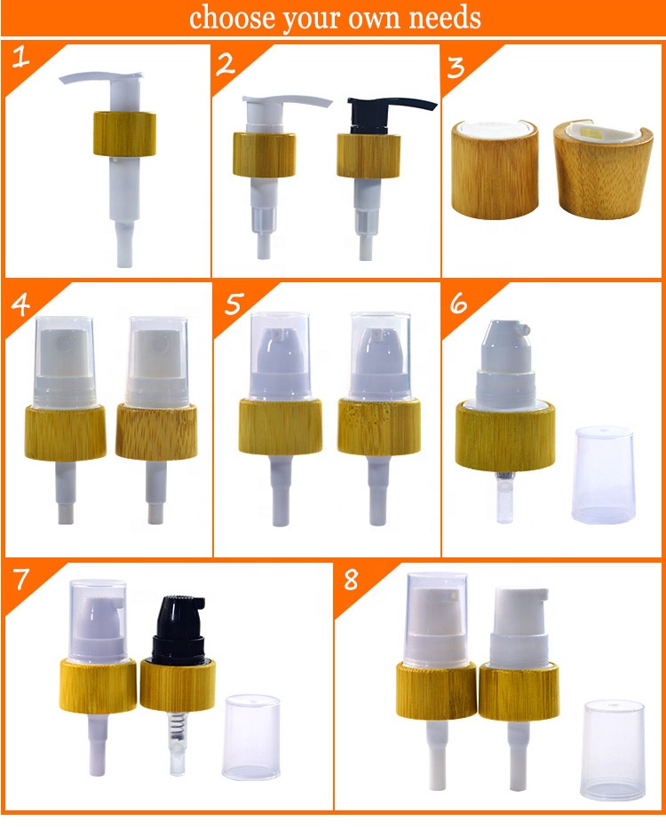 30ml 50ml 60ml 80ml 100ml 120ml 150ml 250ml 500ml bamboo lotion pump spray cap plastic bottle