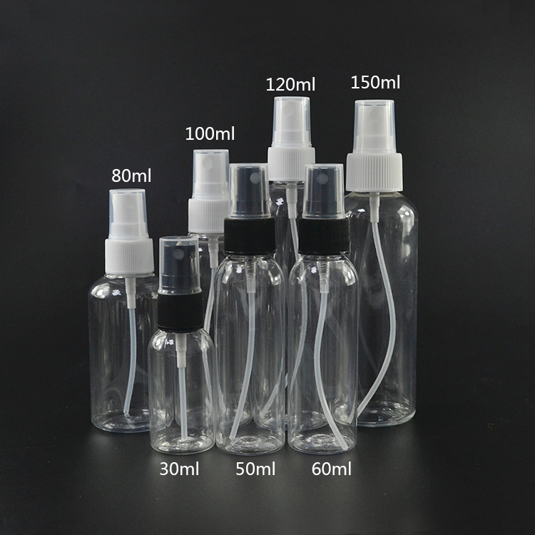 30ml 50ml 60ml 80ml 100ml 120ml 3oz 150ml 200ml 250ml PET HDPE mist spray perfume bottles with cap white mist sprayer