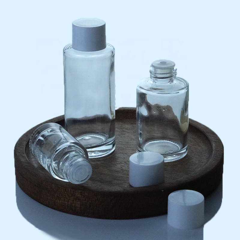 30ml 50ml 60ml 80ml 100ml 120ml Luxury frosted flat glass cosmetic pump bottle (EPG14-2)