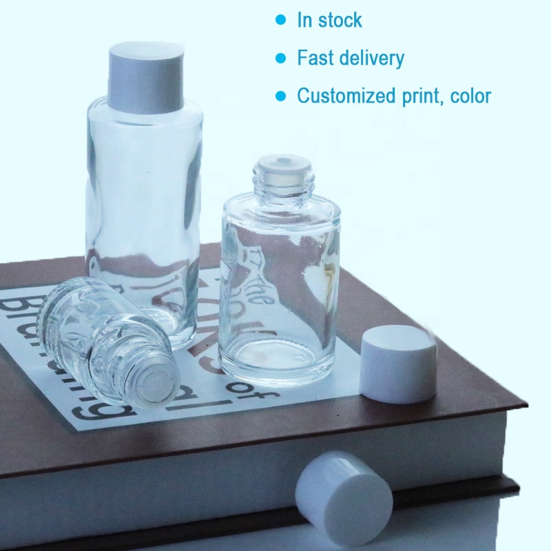 30ml 50ml 60ml 80ml 100ml 120ml Luxury frosted flat glass cosmetic pump bottle (EPG14-2)