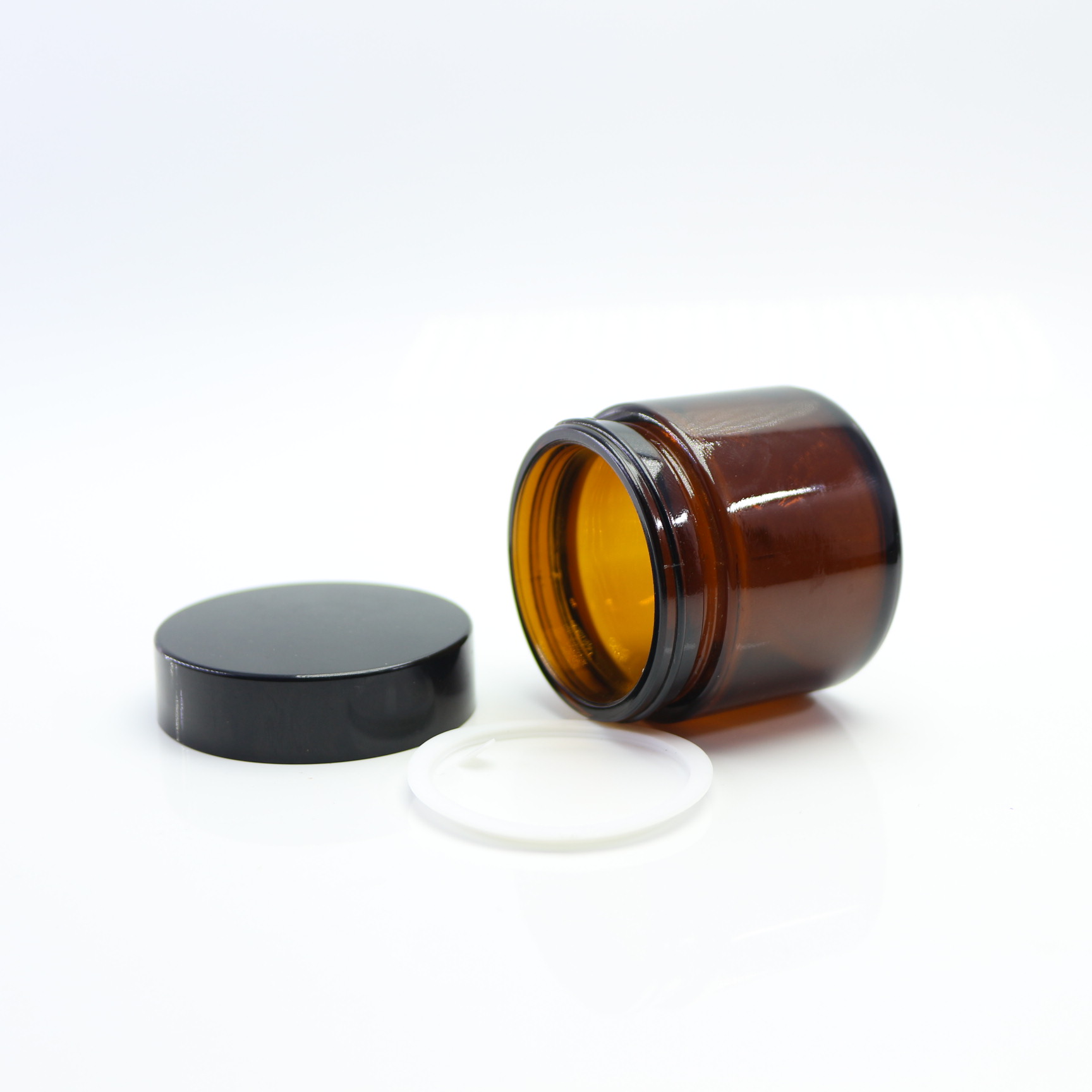 30ml 50ml 60ml 80ml 100ml 200ml 300ml 650ml amber glass cream jar with black lid GJ-29Z