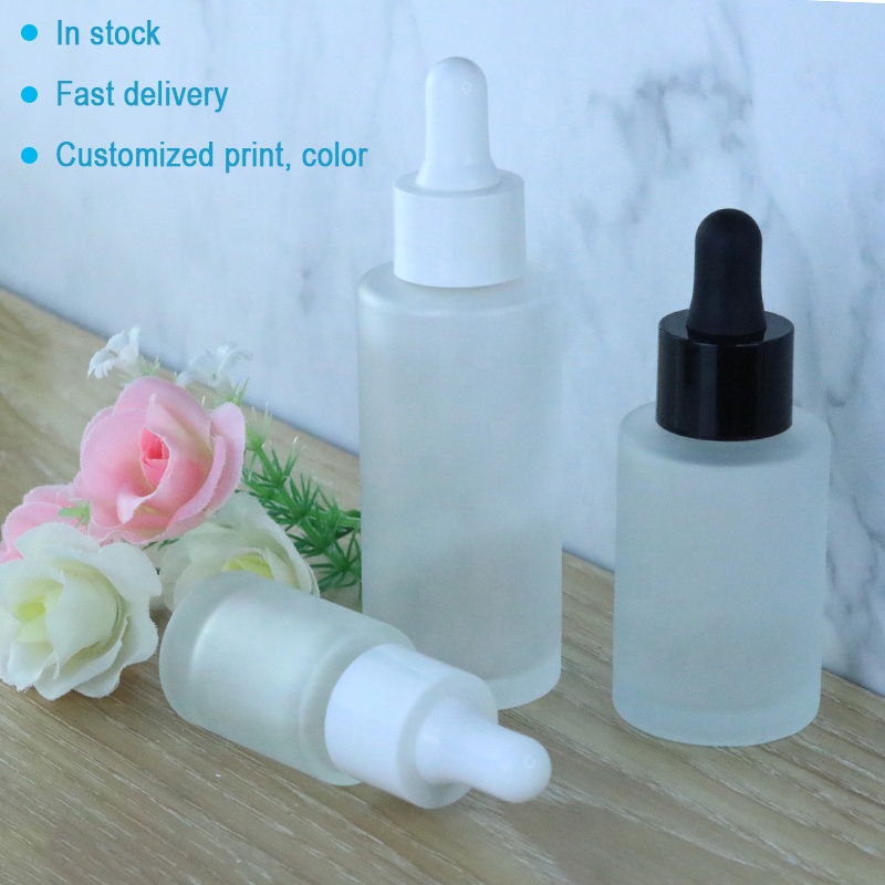 30ml 50ml 60ml 80ml 100ml Flat round fine frosted glass dropper bottle (EPG15)
