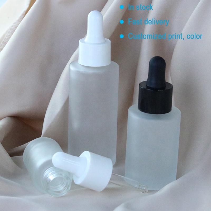 30ml 50ml 60ml 80ml 100ml Flat round fine frosted glass dropper bottle (EPG15)