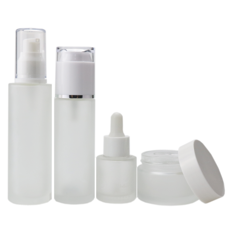 30ml 50ml 60ml 80ml cylindrical frosted glass pump bottle for lotion