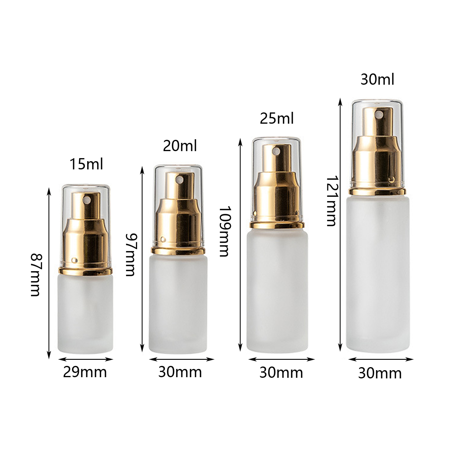 30ml 50ml 60ml 80ml cylindrical frosted glass pump bottle for lotion