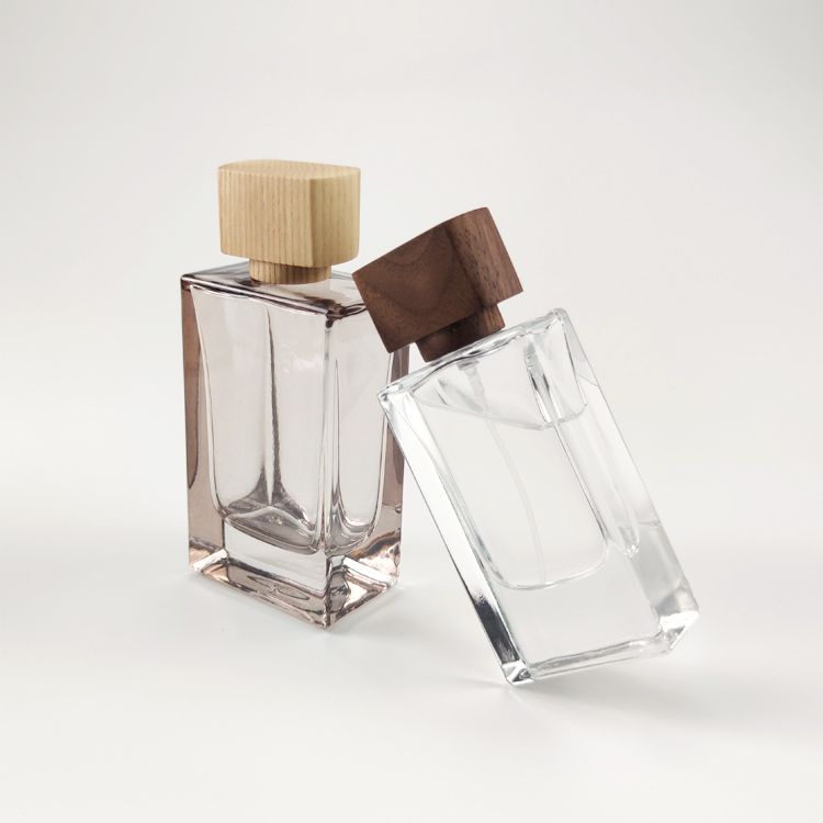 30ml 50ml 70ml 80ml 100ml simple modern style round square rectangular cologne perfume bottle with wooden cover