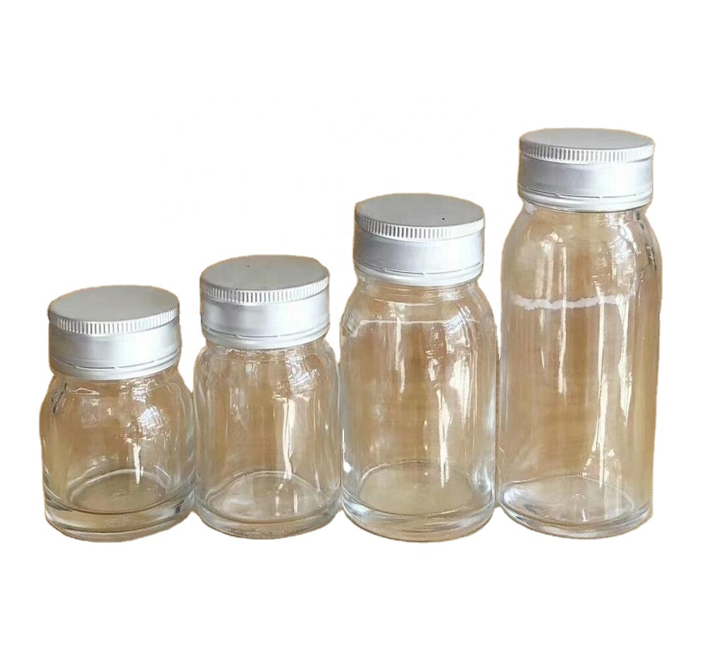 30ml 50ml 75ml 100ml Round Food Bottle Bird's Nest Glass Bottle with Aluminum screw cap for health care