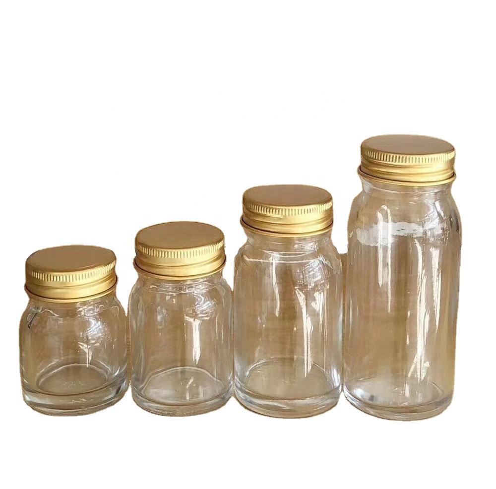 30ml 50ml 75ml 100ml Round Food Bottle Bird's Nest Glass Bottle with Aluminum screw cap for health care
