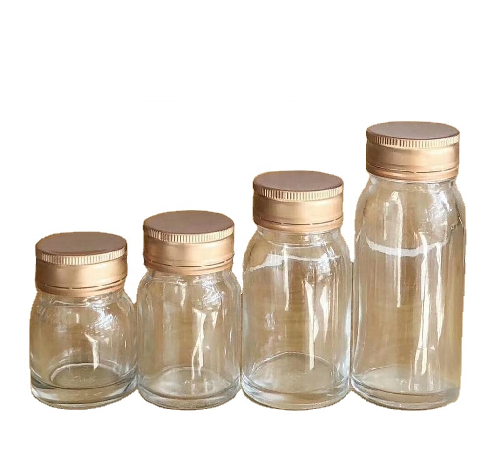 30ml 50ml 75ml 100ml Round Food Bottle Bird's Nest Glass Bottle with Aluminum screw cap for health care