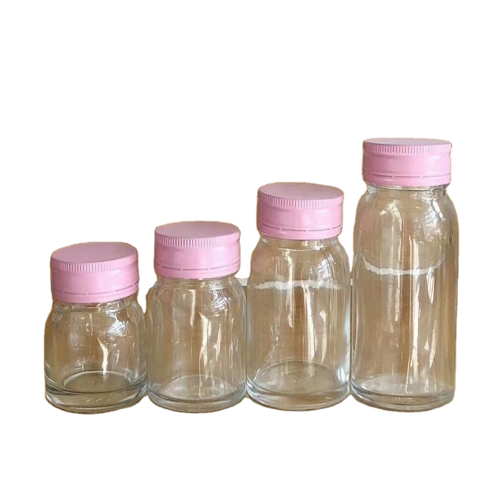 30ml 50ml 75ml 100ml Round Food Bottle Bird's Nest Glass Bottle with Aluminum screw cap for health care