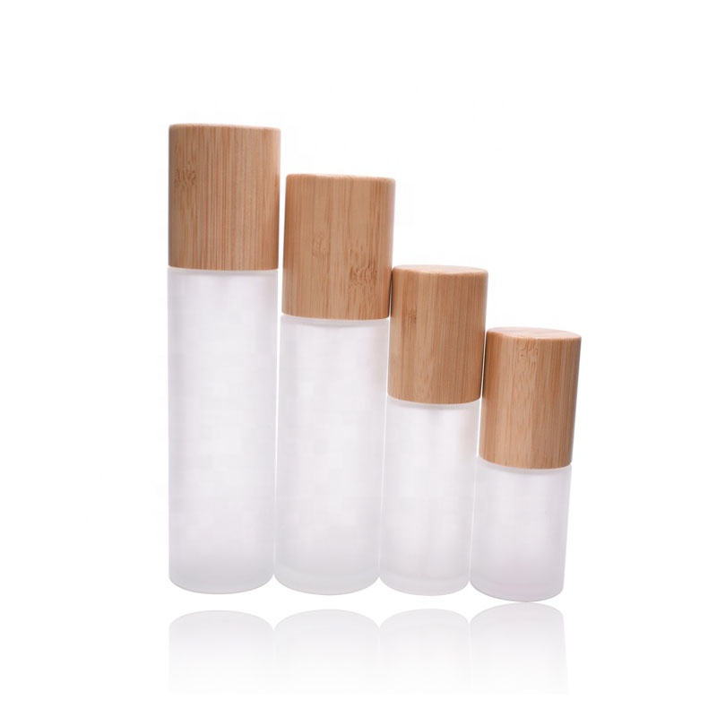 30ml 50ml 80ml 100ml 120ml clear frosted empty bamboo glass lotion bottle