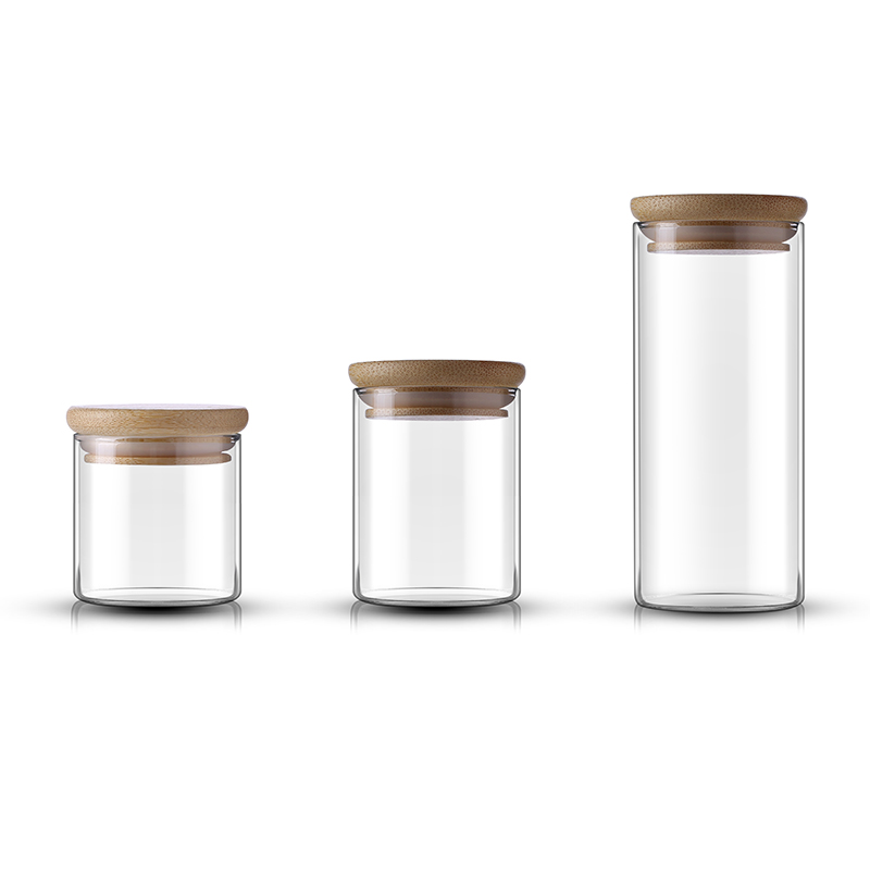 30ml 50ml 90ml glass storage bottles & jars clear glass jar bamboo lid for coffee/spice/ food/candy storage