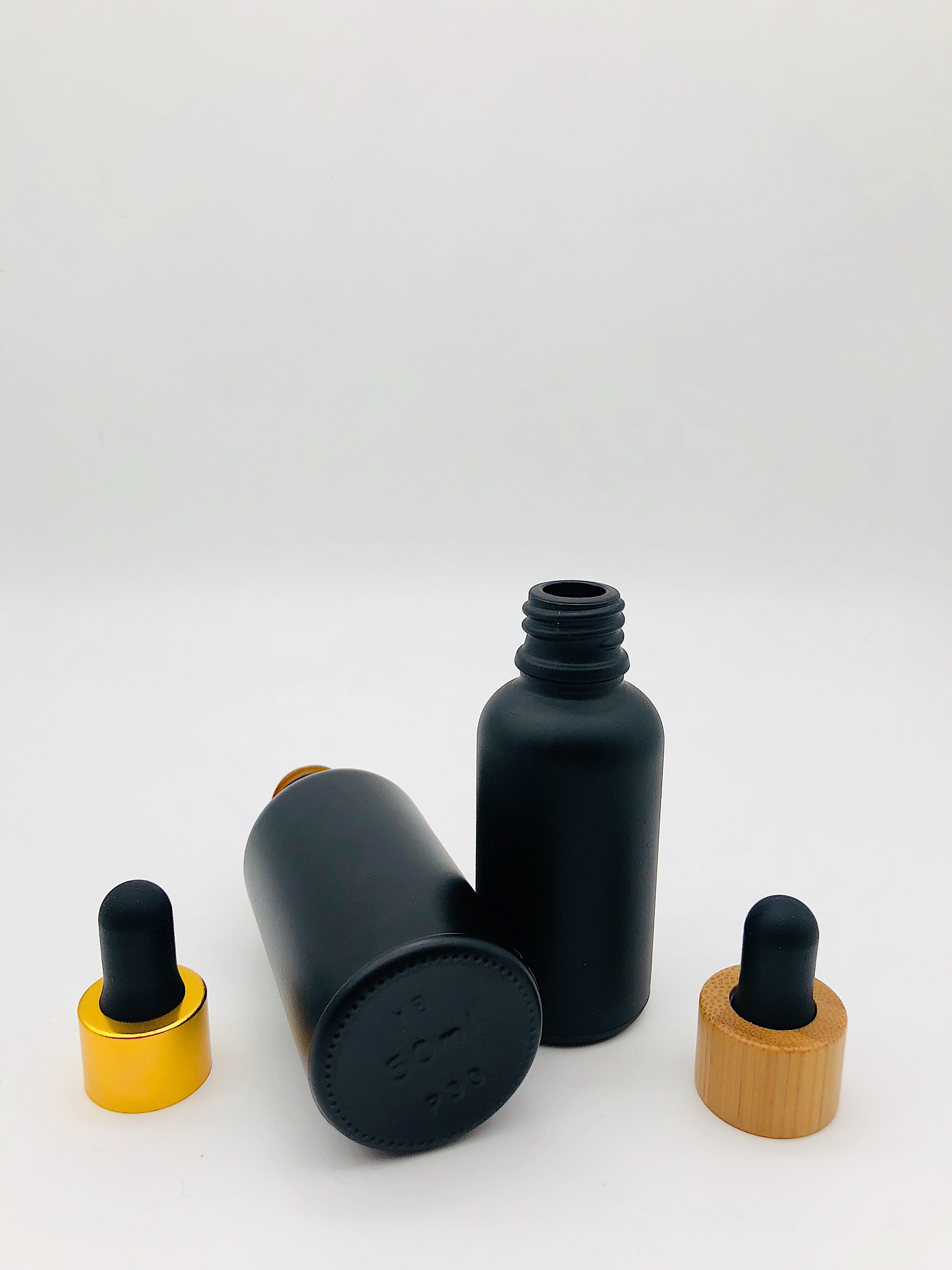 30ml 50ml Black Frosted Cosmetic Glass Dropper Bottle
