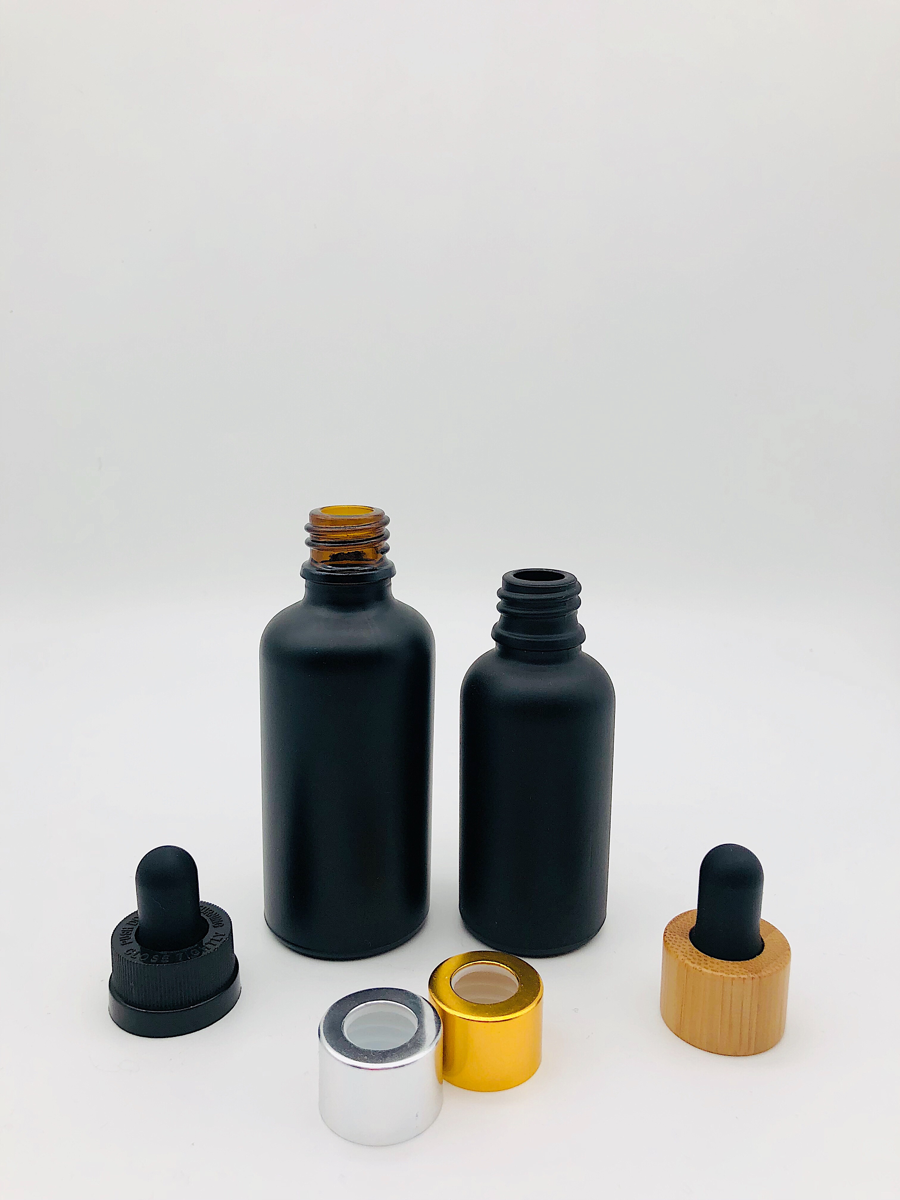 30ml 50ml Black Frosted Cosmetic Glass Dropper Bottle