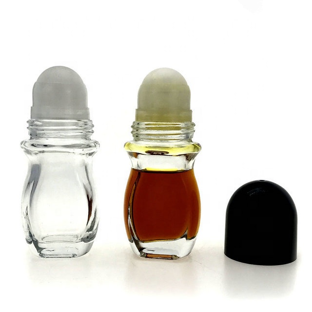 30ml 50ml Deodorant Roll On Glass Bottle with plastic cap and roller ball