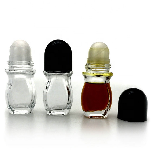 30ml 50ml Deodorant Roll On Glass Bottle with plastic cap and roller ball