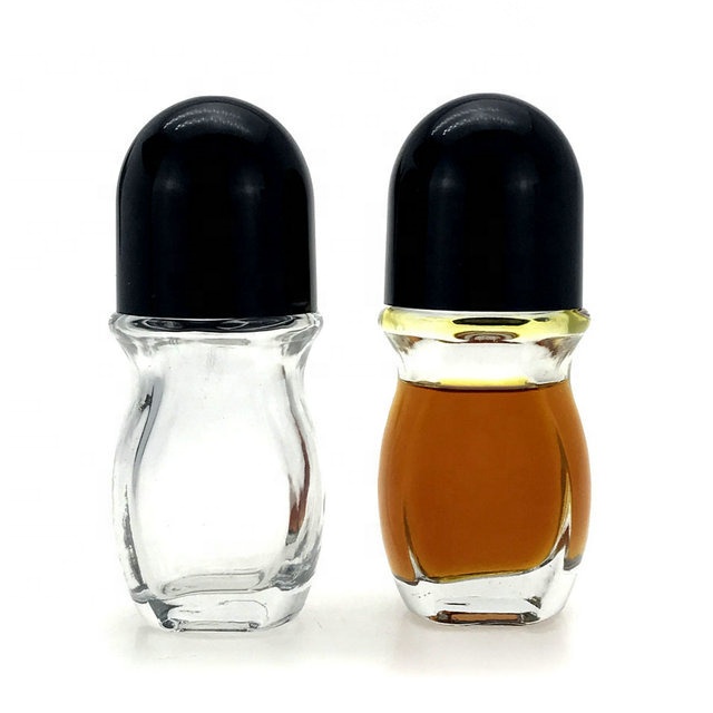 30ml 50ml Deodorant Roll On Glass Bottle with plastic cap and roller ball