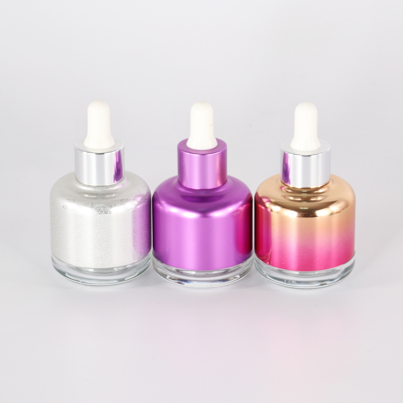 30ml 50ml Electroplating Gold Glass Essential Skin Care Packaging Essential oil Glass Bottle with Dropper