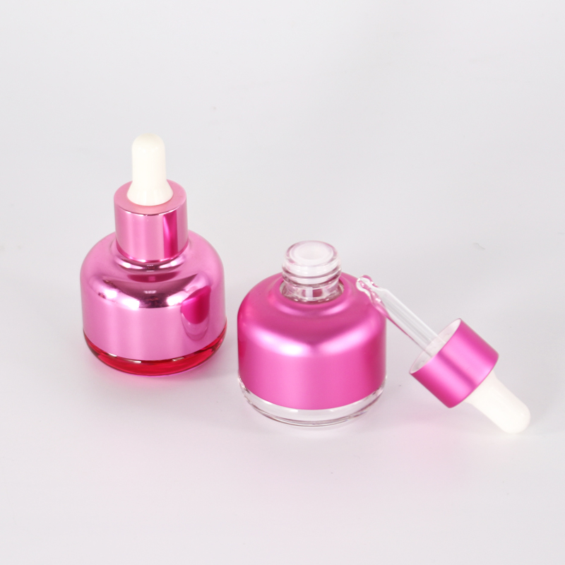 30ml 50ml Electroplating Gold Glass Luxury Skin Care Packaging Essential oil Glass Bottle with Dropper