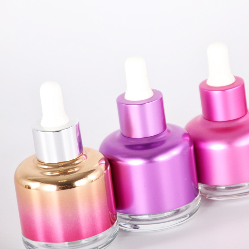 30ml 50ml Electroplating Gold Glass Luxury Skin Care Packaging Essential oil Glass Bottle with Dropper