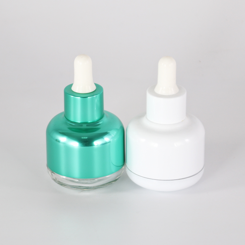 30ml 50ml Electroplating Gold Glass Luxury Skin Care Packaging Essential oil Glass Bottle with Dropper