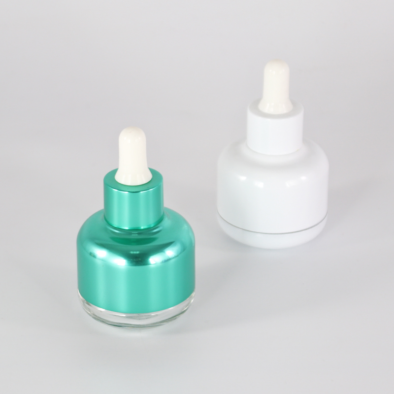 30ml 50ml Electroplating Gold Glass Luxury Skin Care Packaging Essential oil Glass Bottle with Dropper