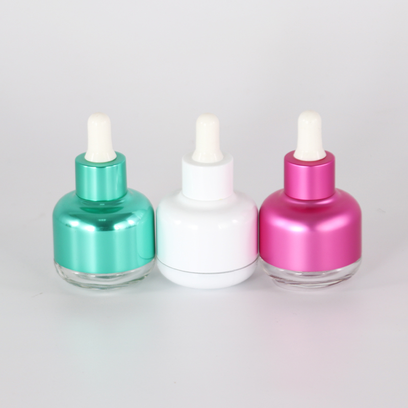 30ml 50ml Electroplating Gold Glass Luxury Skin Care Packaging Essential oil Glass Bottle with Dropper