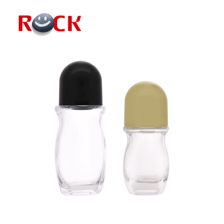 30ml 50ml Glass Roll on Bottles Skin Care Cream Screen Printing Personal Care for Deodorant with Electroplate Cap