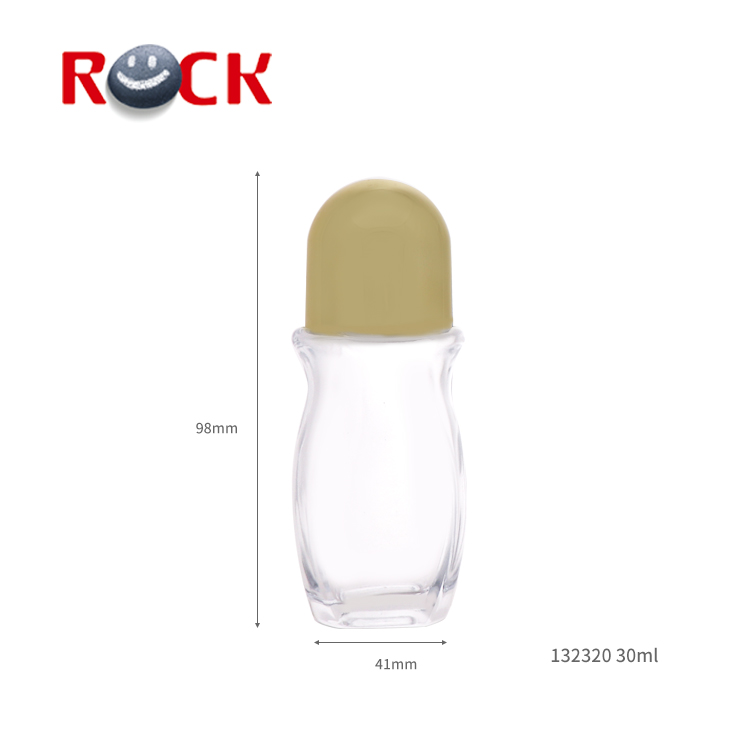 30ml 50ml Glass Roll on Bottles Skin Care Cream Screen Printing Personal Care for Deodorant with Electroplate Cap